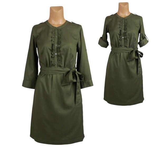 Talbots Ruffle Front Tab Sleeve Mini Dress - Picture 2 of 16